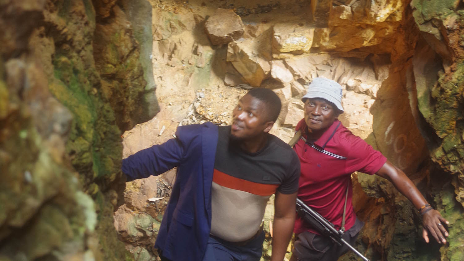 A police officer inspecting the a section of the shafts on Wednesday. 